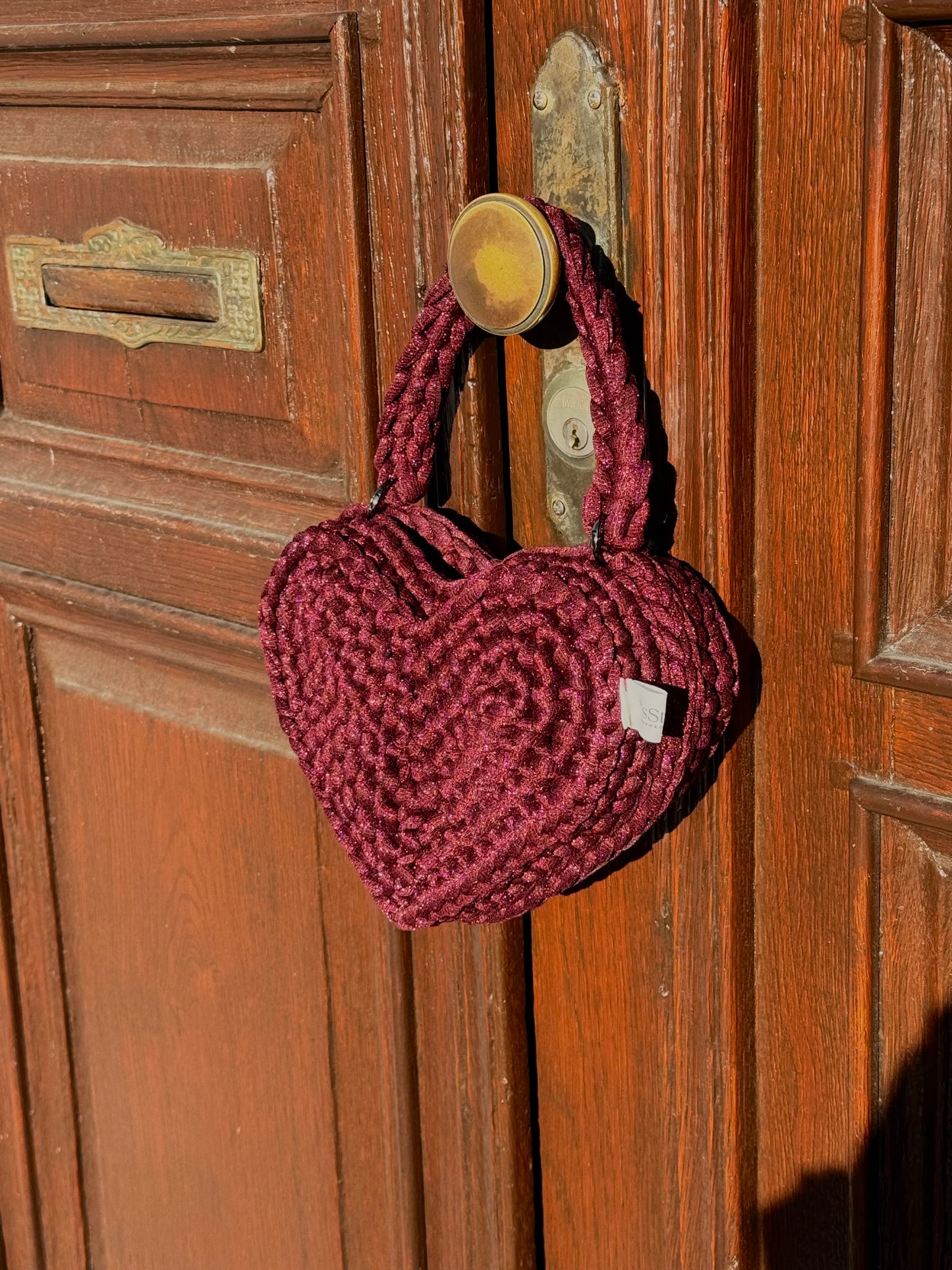 Tasche „Love Heart Burgunder Glitter“