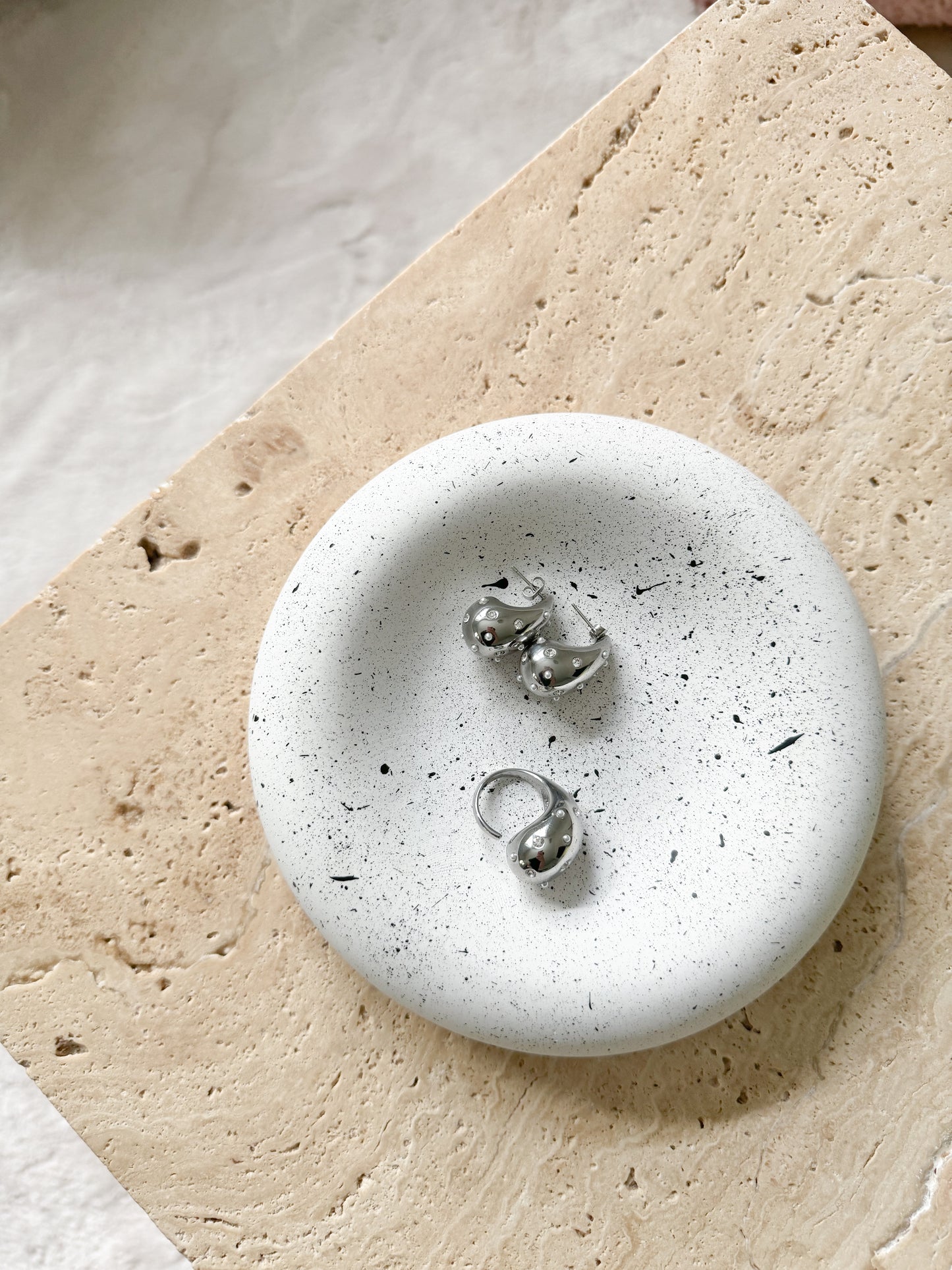 Ring Drop Diamonds Pearl Silber