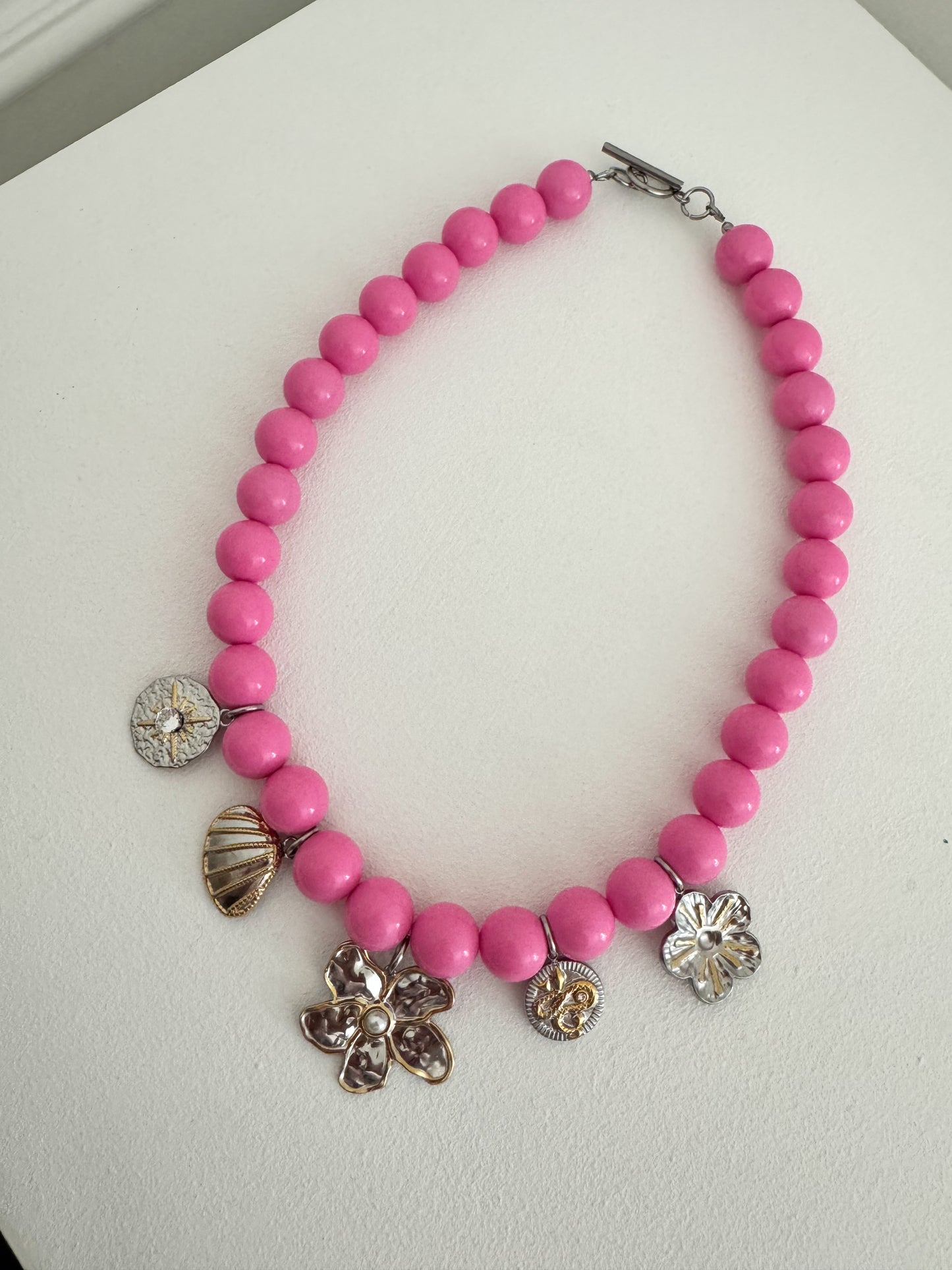Pinke Bicolor Charm Kette