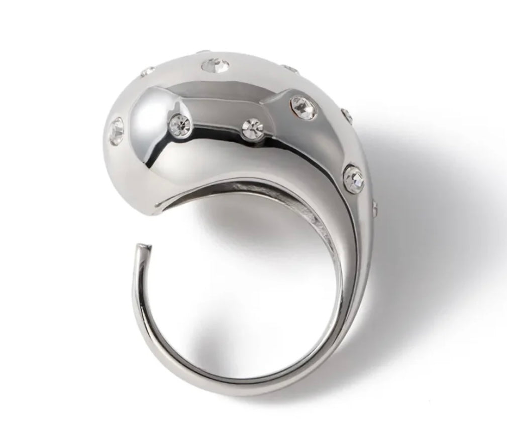 Ring Drop Diamonds Pearl Silber