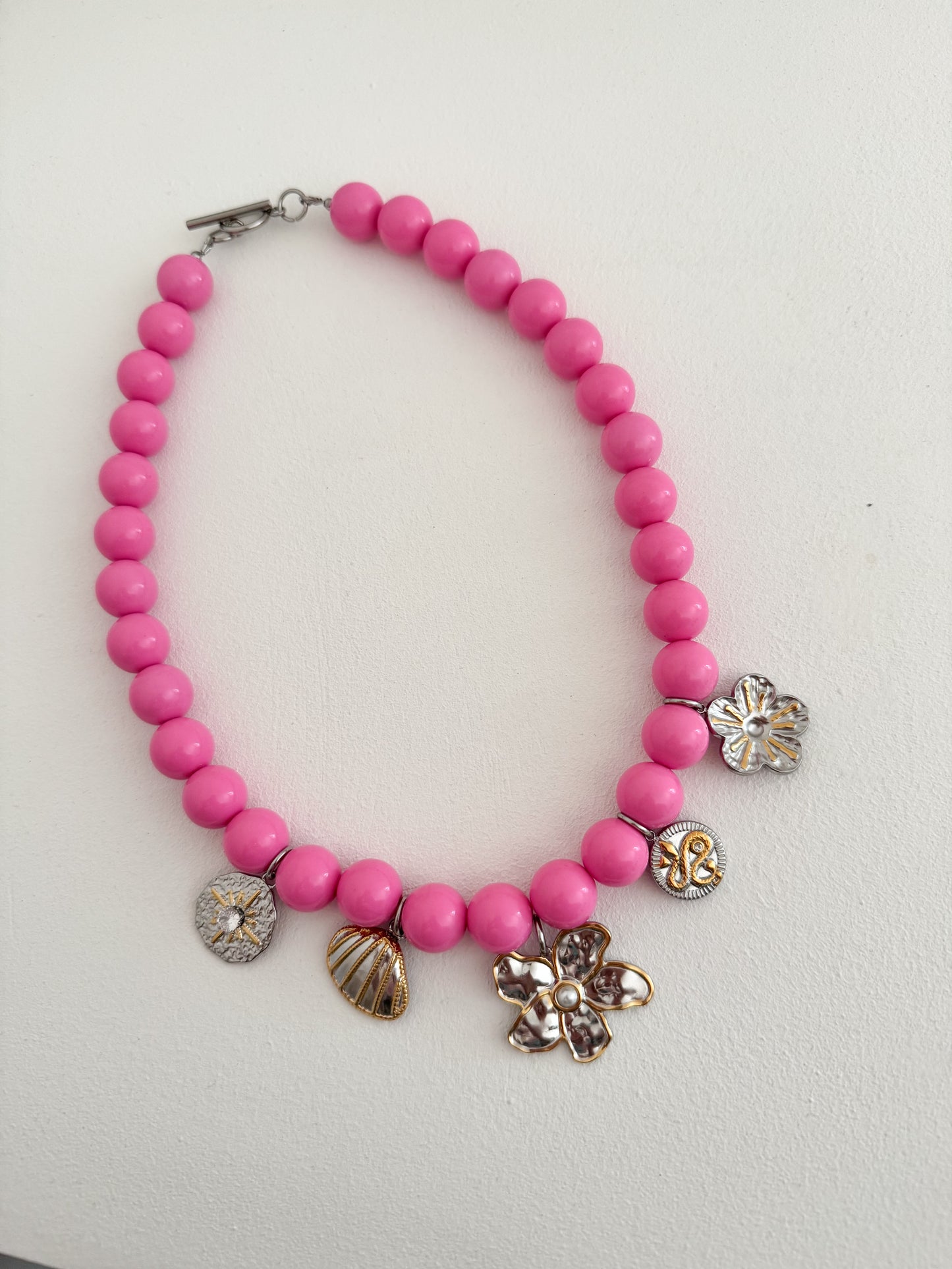 Pinke Bicolor Charm Kette