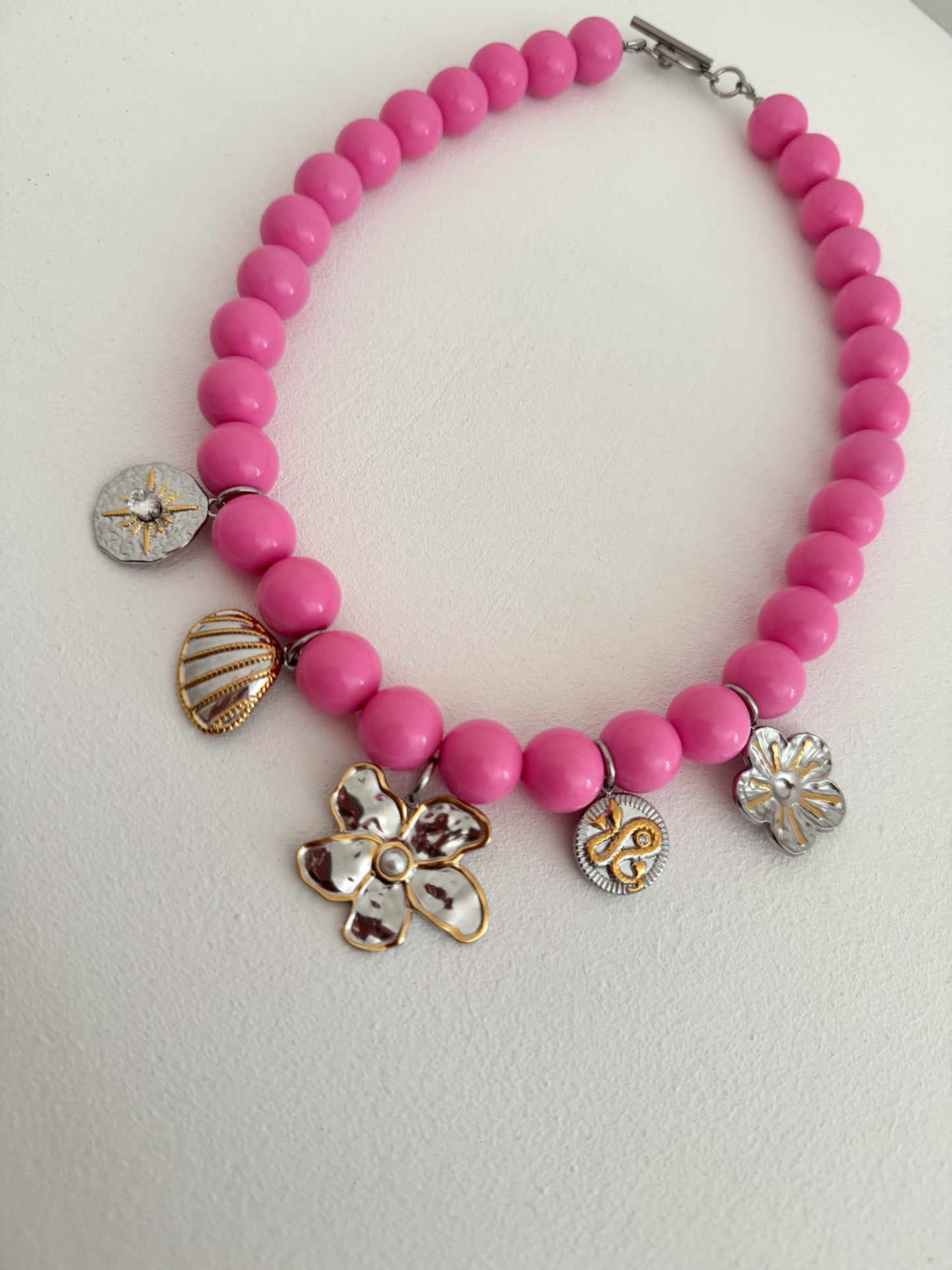 Pinke Bicolor Charm Kette