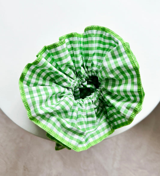 „GRÜN“ XL-Scrunchie mit Gingham-Muster